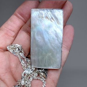 🌺LARGE Vintage Sterling & MOP Necklace